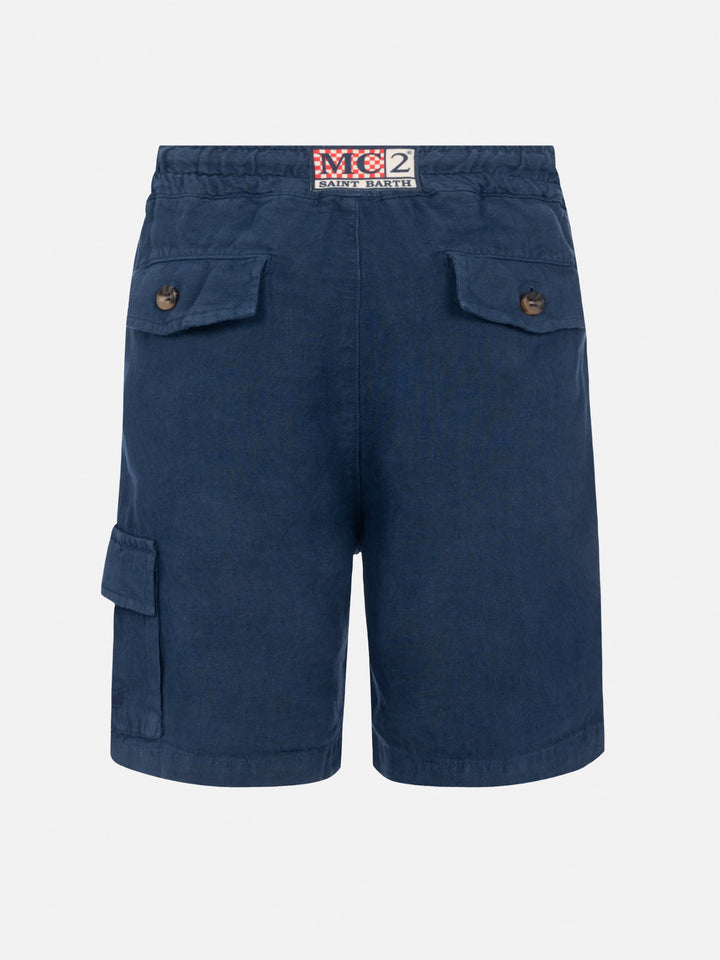 Marseille Jr navy blue linen bemuda - MC2 Saint Barth