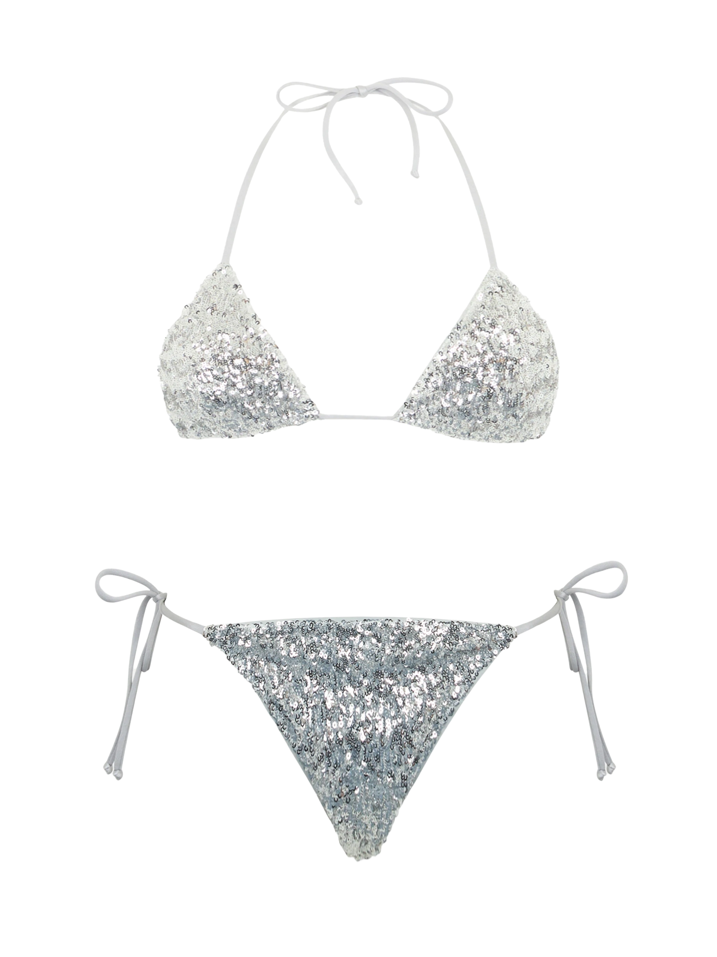 Woman silver sequins triangle bikini Leah Marielle