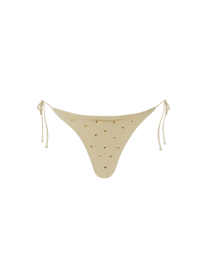Marielle gold classic swim briefs with rhinestone embellishment