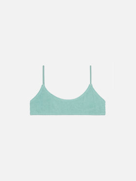 Judy top bralette in crinkle lurex color verde salvia