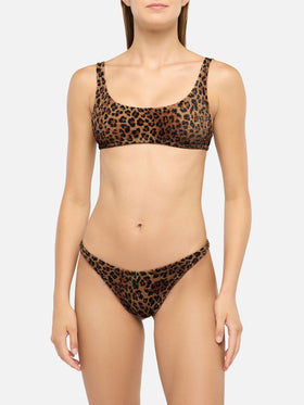 Bikini a bralette crinkle Naima Naomi con stampa animalier