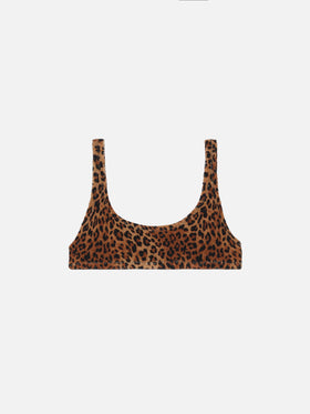 Naima crinkle classico top a bralette con stampa leopardata