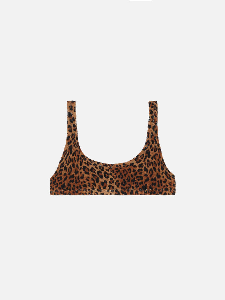 Naima crinkle classico top a bralette con stampa animalier