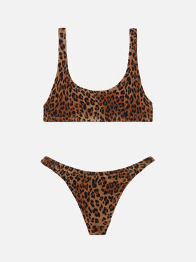 Bikini a bralette crinkle Naima Naomi con stampa animalier