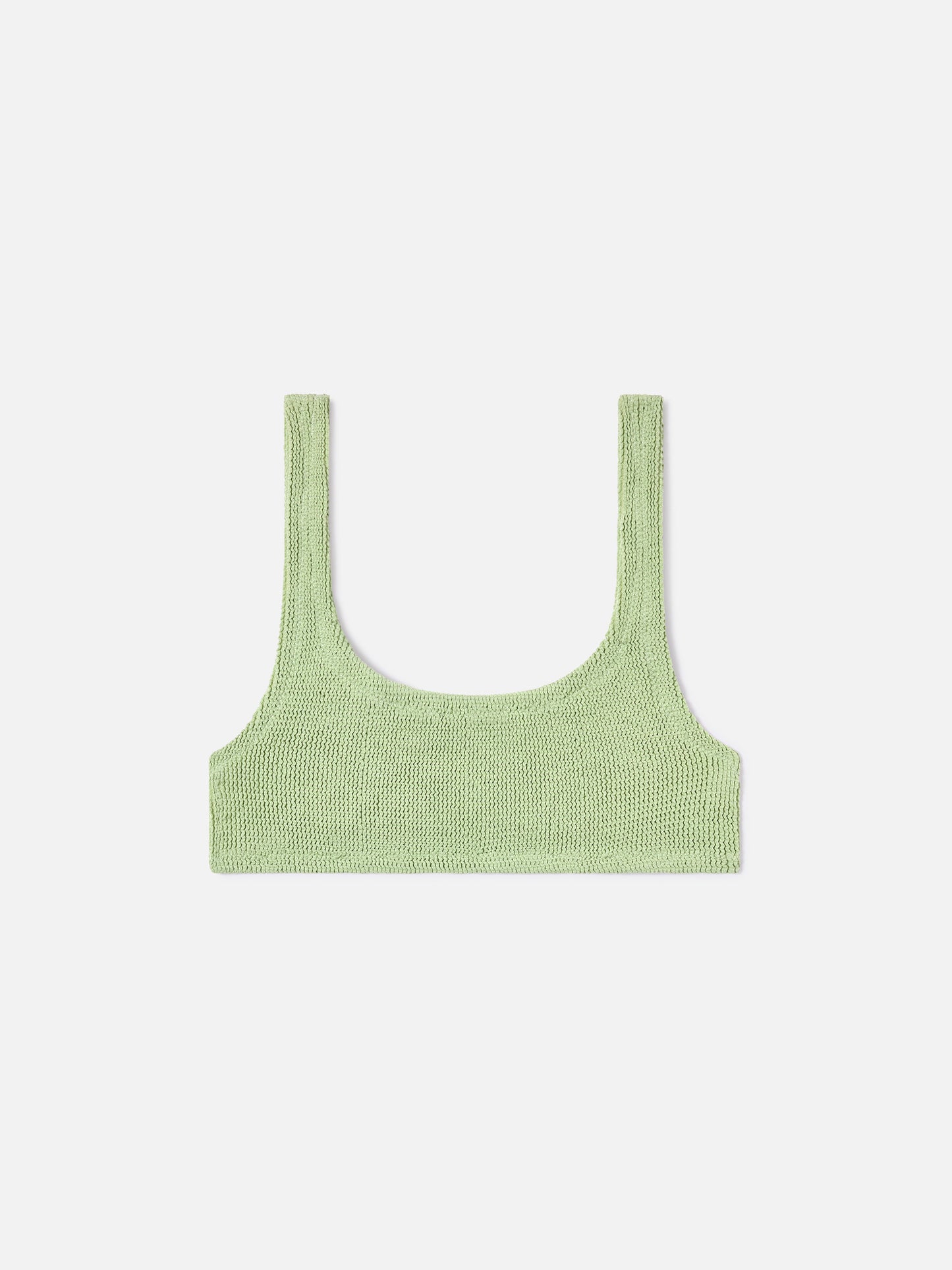 Naima bralette bikini top in light green crinkle lurex fabric