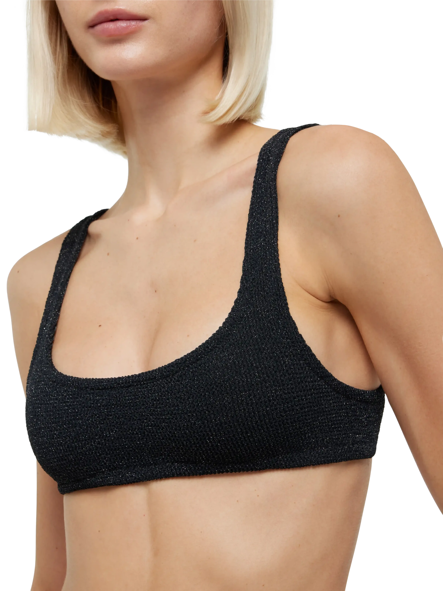 Naima black lurex crinkle classic bralette top - MC2 Saint Barth