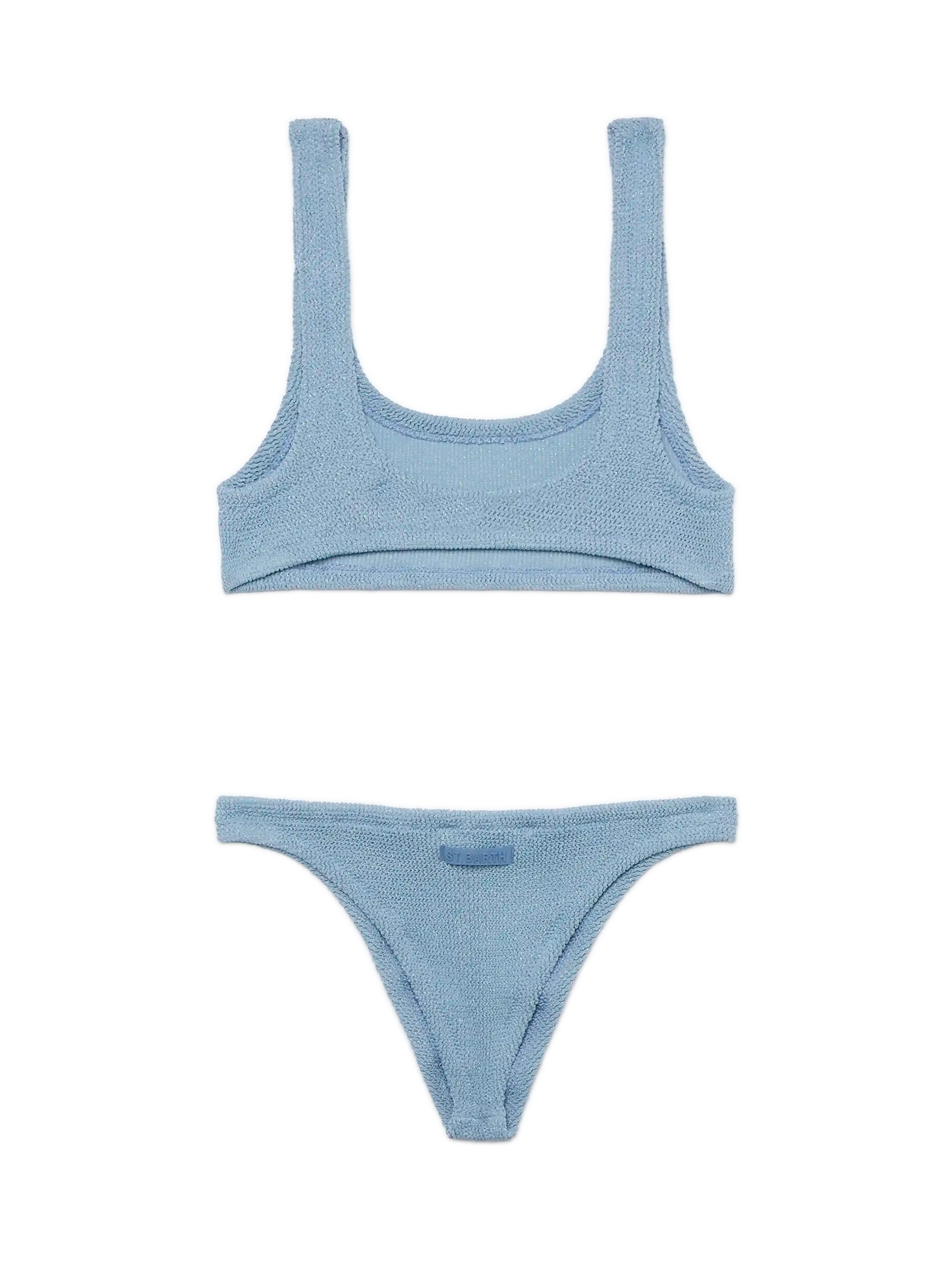 Avio blue lurex crinkle classic bralette bikini Naima Naomi - MC2 Saint Barth