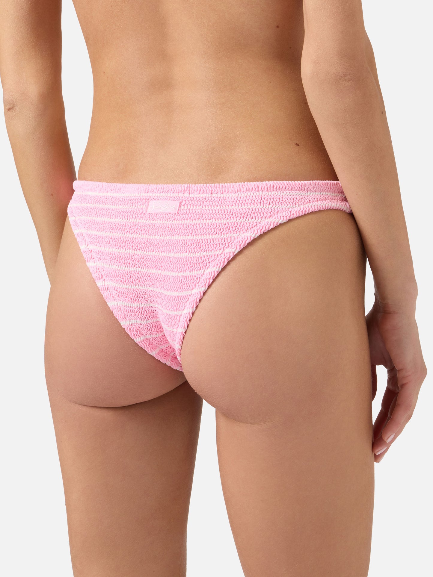Naima Naomi pink striped crinkle bikini