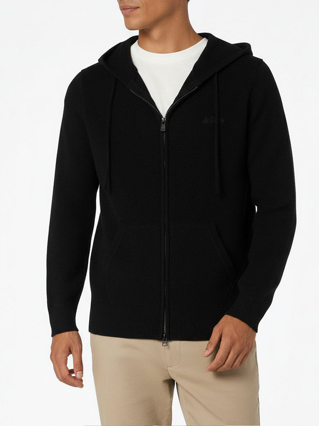 Maglione con cappuccio Notting in lambswool nero da uomo
