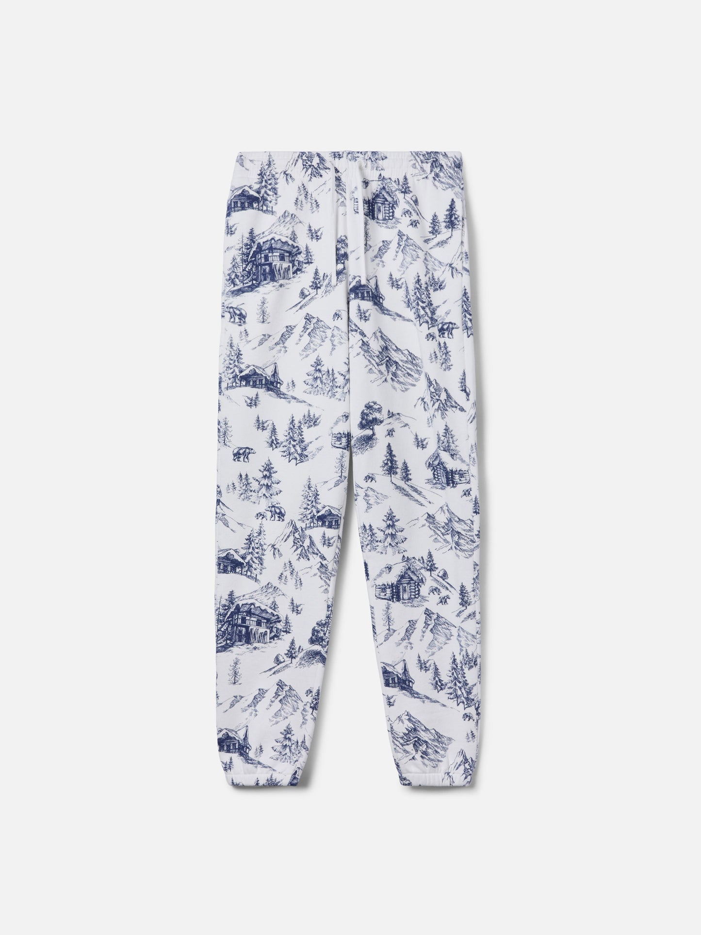 Cotton fleece pants Odalys with toile de jouy print