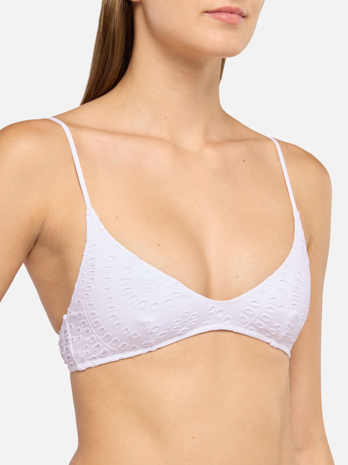 Bikini a bralette scollata Paloma Marielle in sangallo bianco