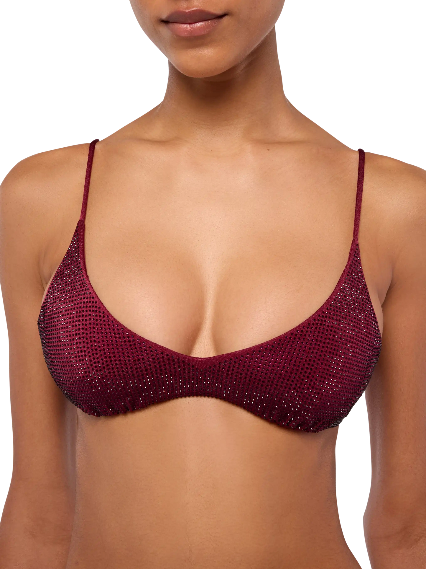 Paloma burgundy scoop bralette with rhinestone embellishment - MC2 Saint Barth
