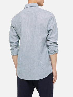 Light blue striped seersucker shirt Pamplona - MC2 Saint Barth