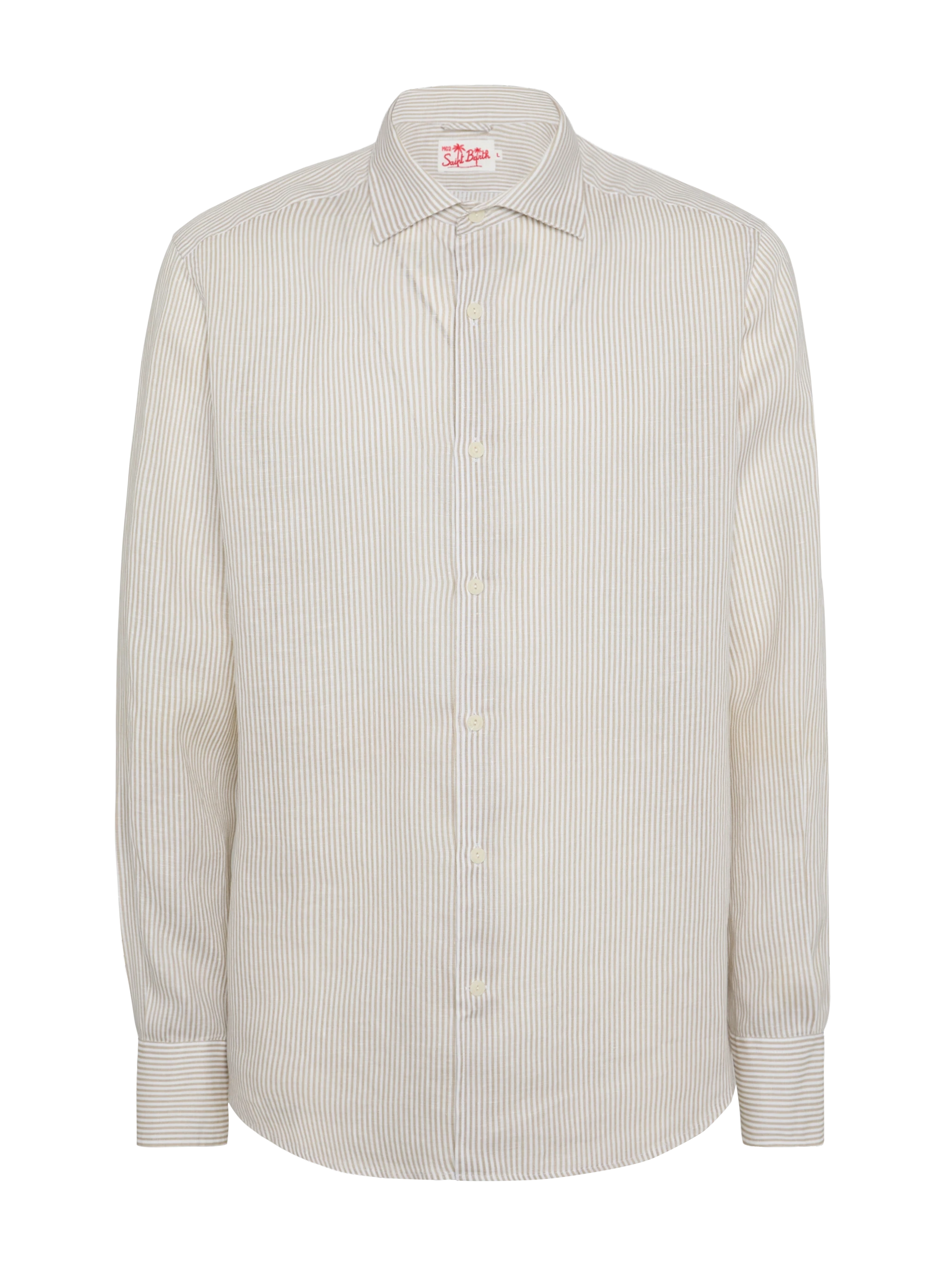 Beige striped linen shirt Pamplona - MC2 Saint Barth