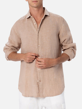 Camicia da uomo in lino beige Pamplona