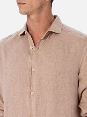 Camicia da uomo in lino beige Pamplona
