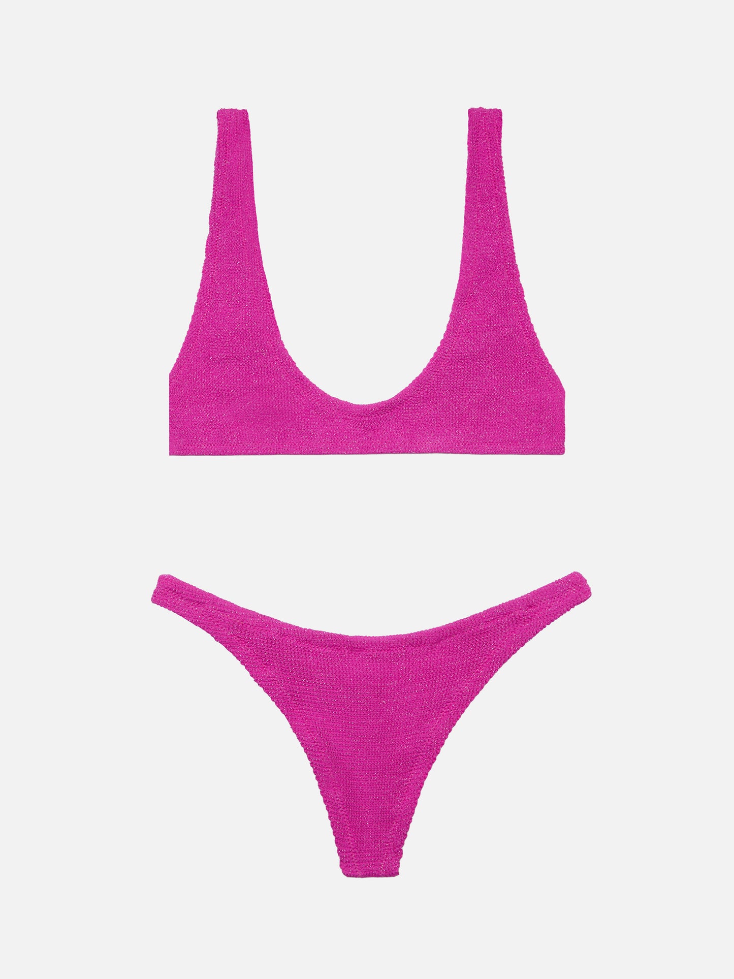 Naomi fuchsia lurex crinkle cheeky swim briefs - Pamy lurex fuchsia tiny crinkle bralette