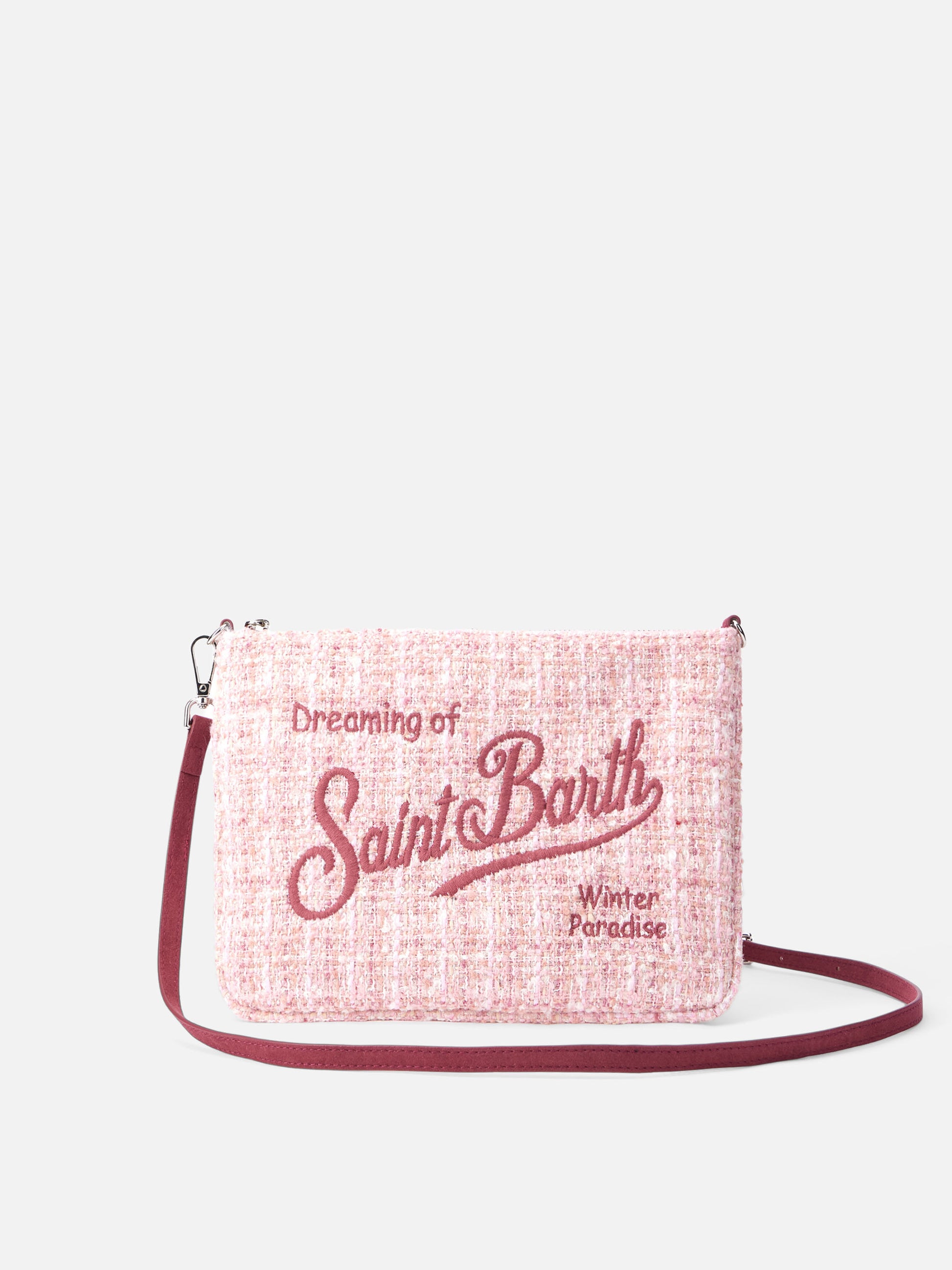 Pink tweed Parisienne pouch with chain - MC2 Saint Barth