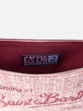 Pink tweed Parisienne pouch with chain - MC2 Saint Barth