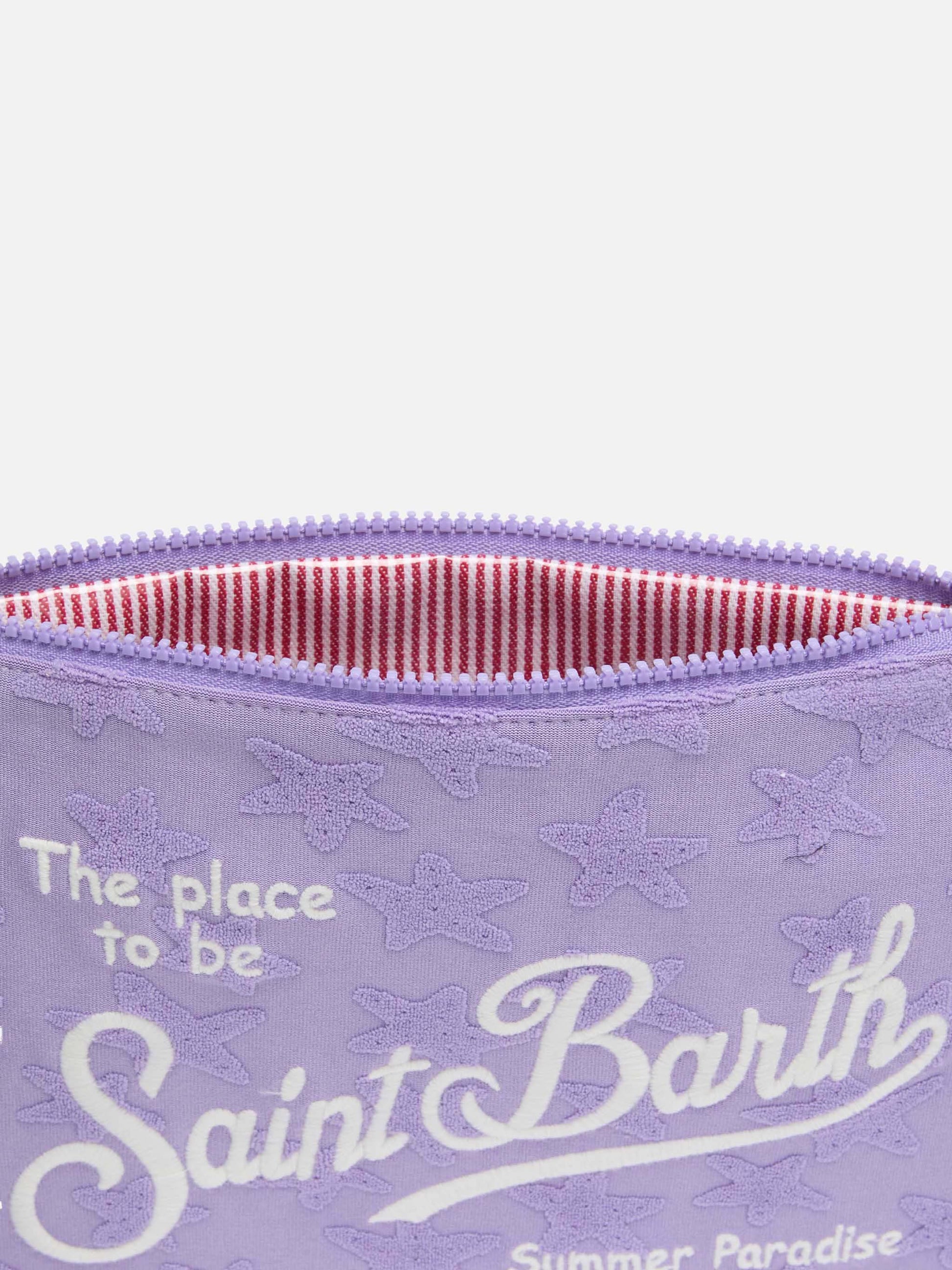 Lilac color embossed terry Parisienne Sponge pouch bag - MC2 Saint Barth