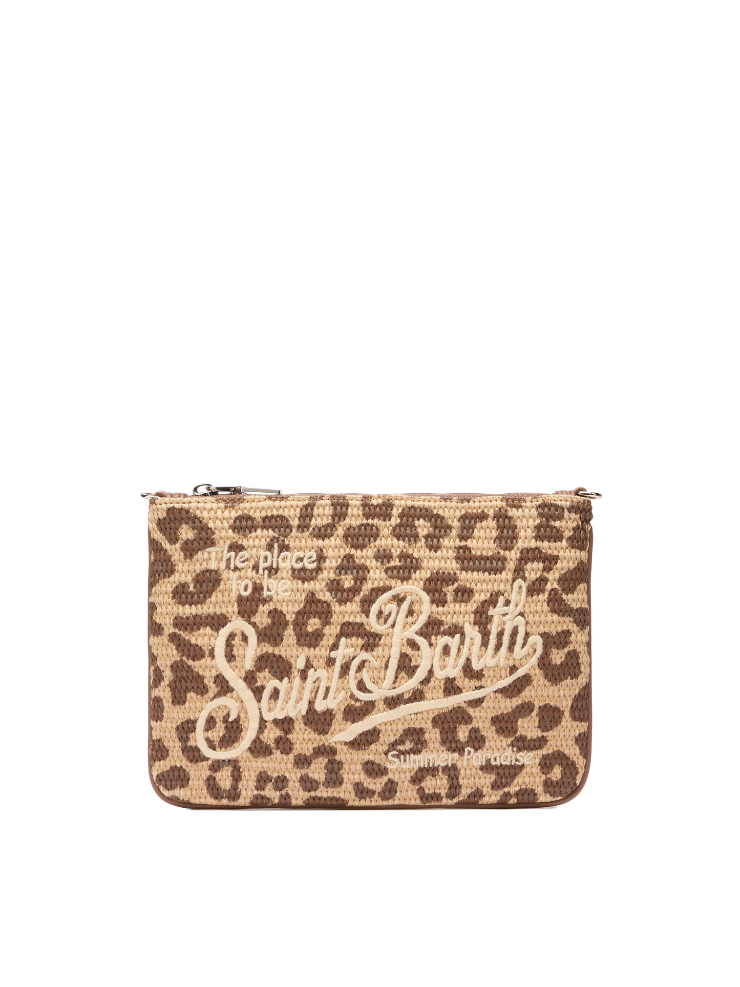 Parisienne Straw effect pouch bag with animalier print - MC2 Saint Barth