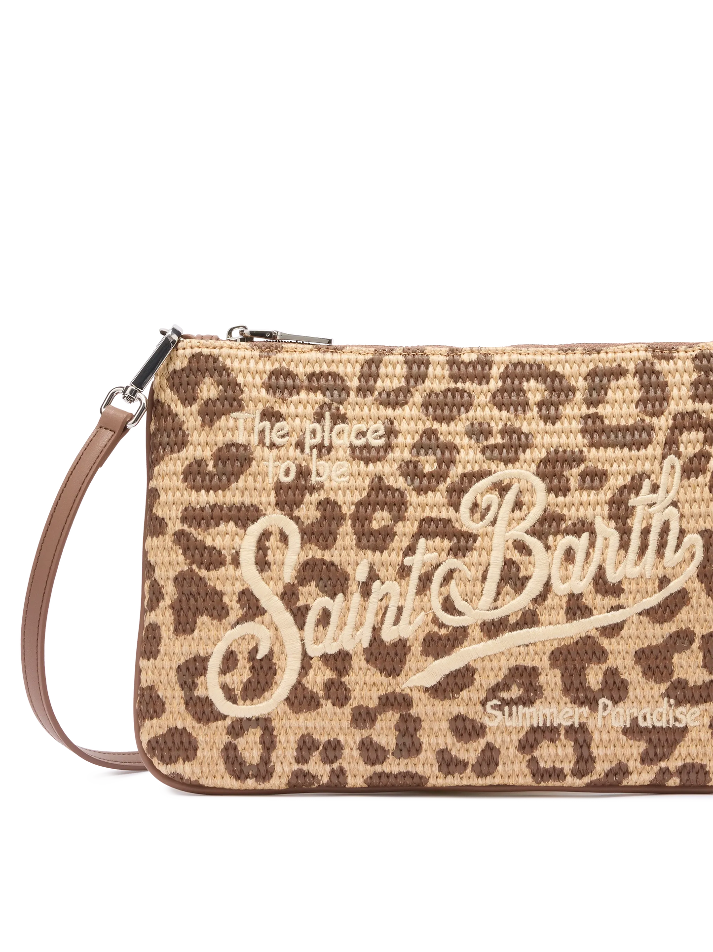Parisienne Straw effect pouch bag with animalier print - MC2 Saint Barth