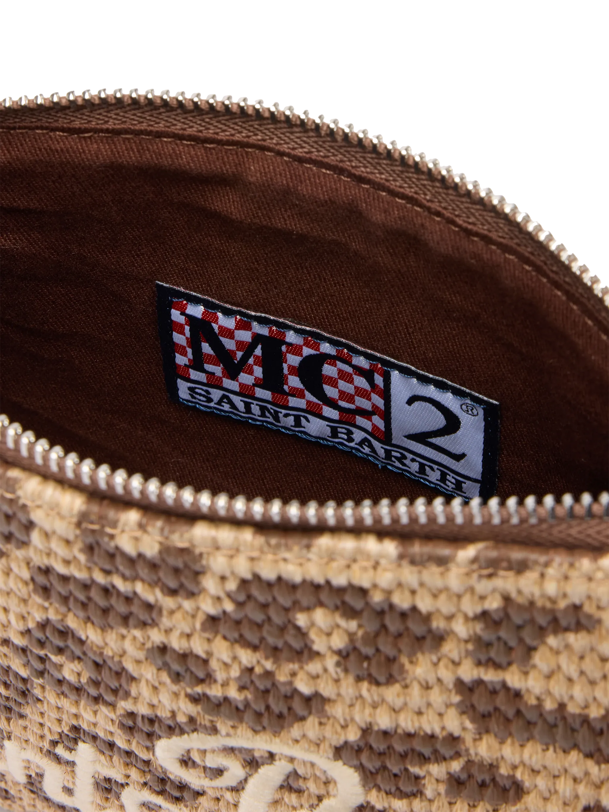 Parisienne Straw effect pouch bag with animalier print - MC2 Saint Barth