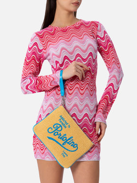 Parisienne Straw pouch bag with Portofino embroidery