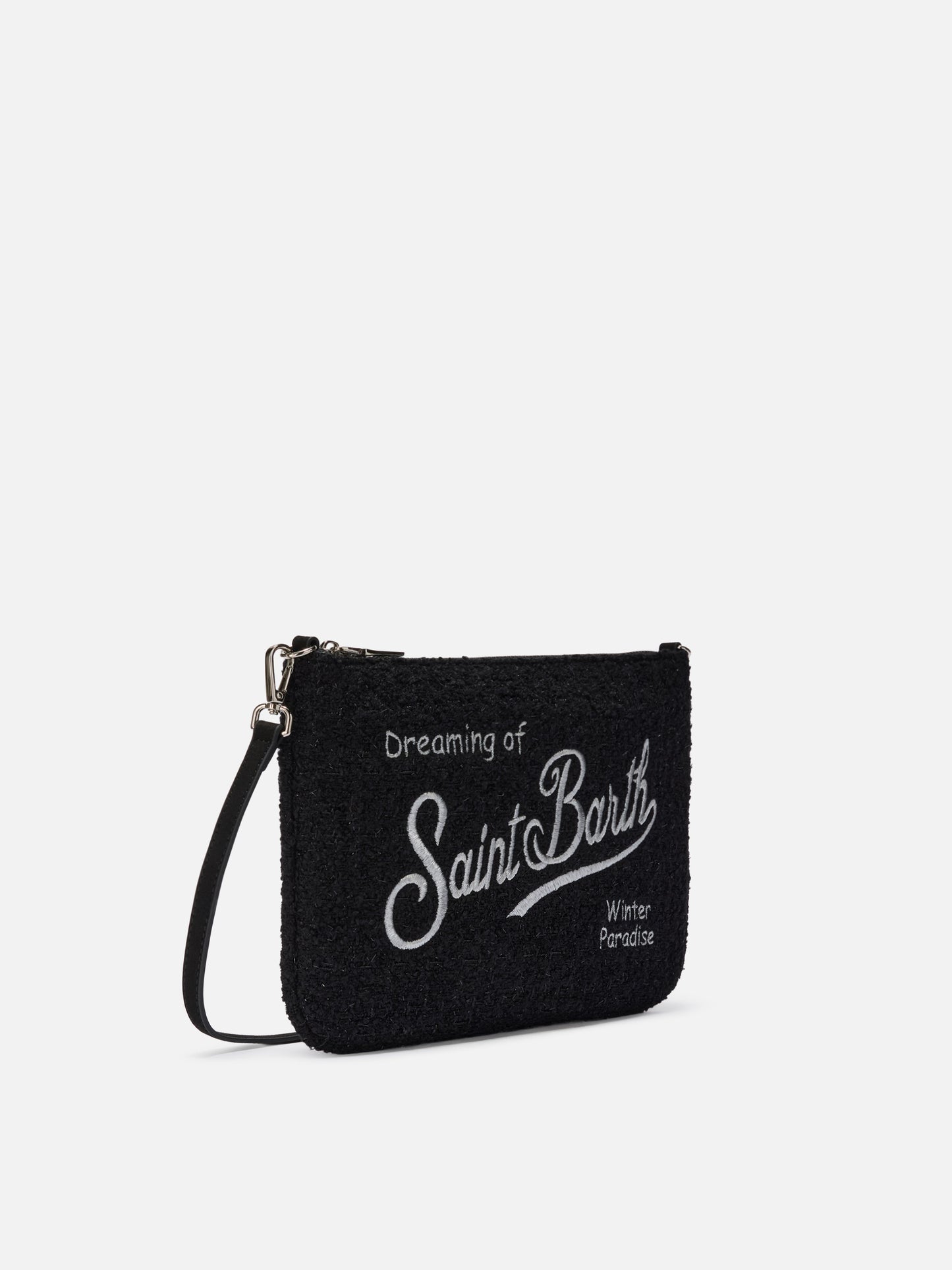 Parisienne Tweed Crossbody Bag in black tweed