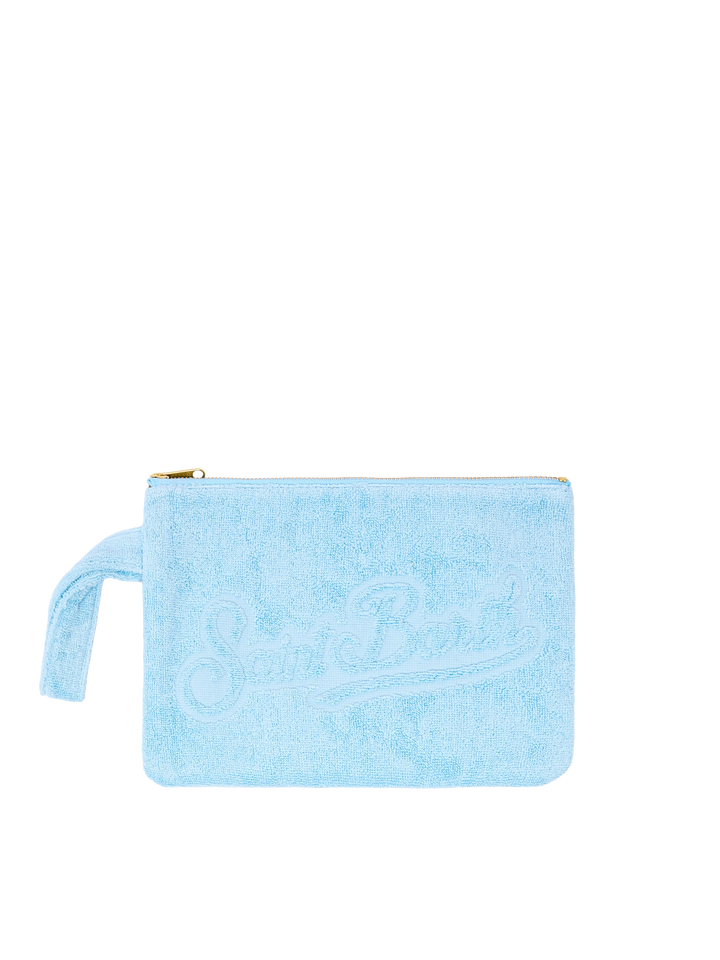 Light blue Pareasy pochette with jacquard Saint Barth logo - MC2 Saint Barth