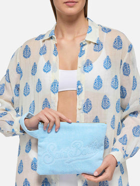 Light blue Pareasy pochette with jacquard Saint Barth logo - MC2 Saint Barth