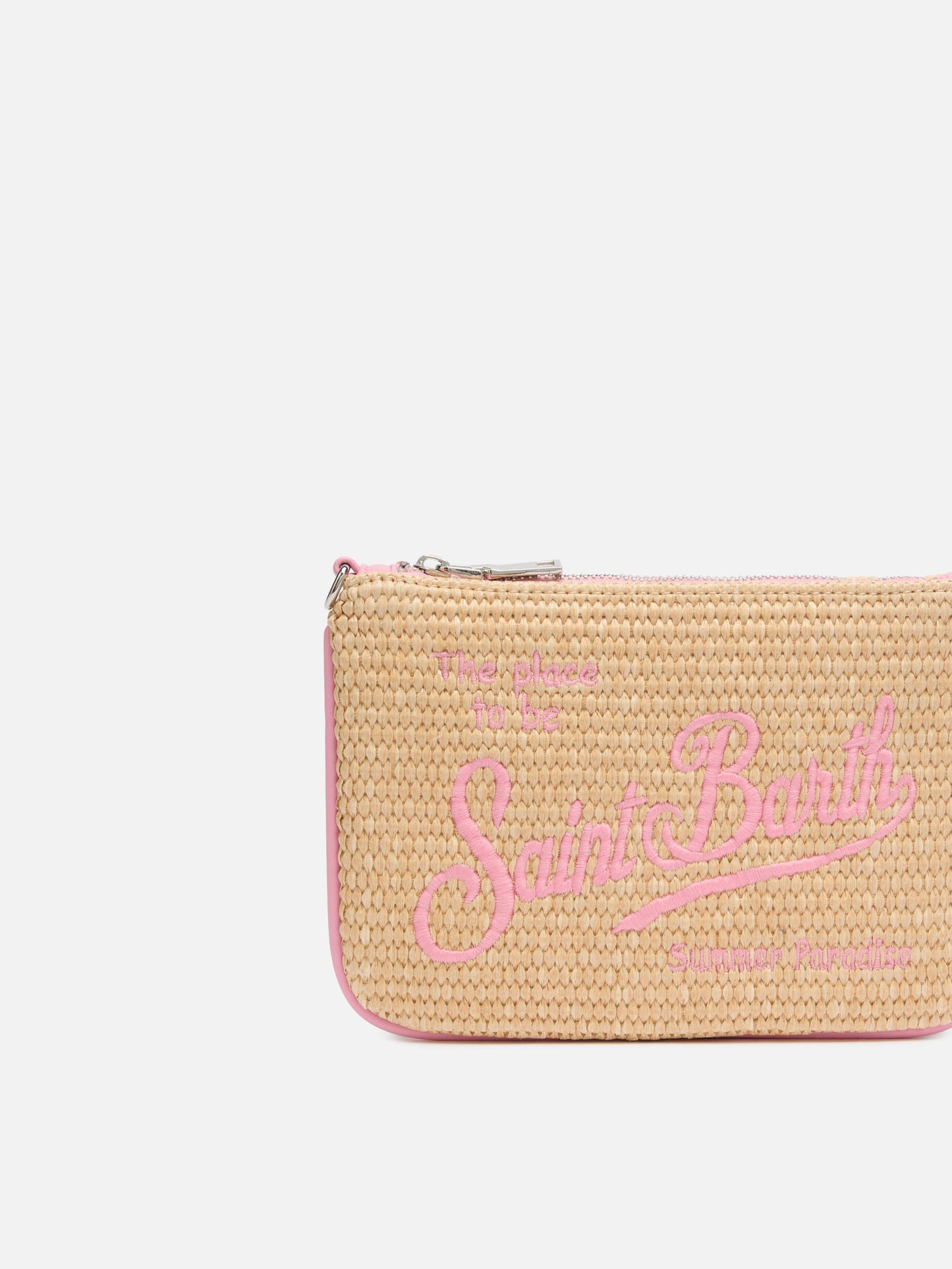 Beige Parisienne Straw mini pouch bag
