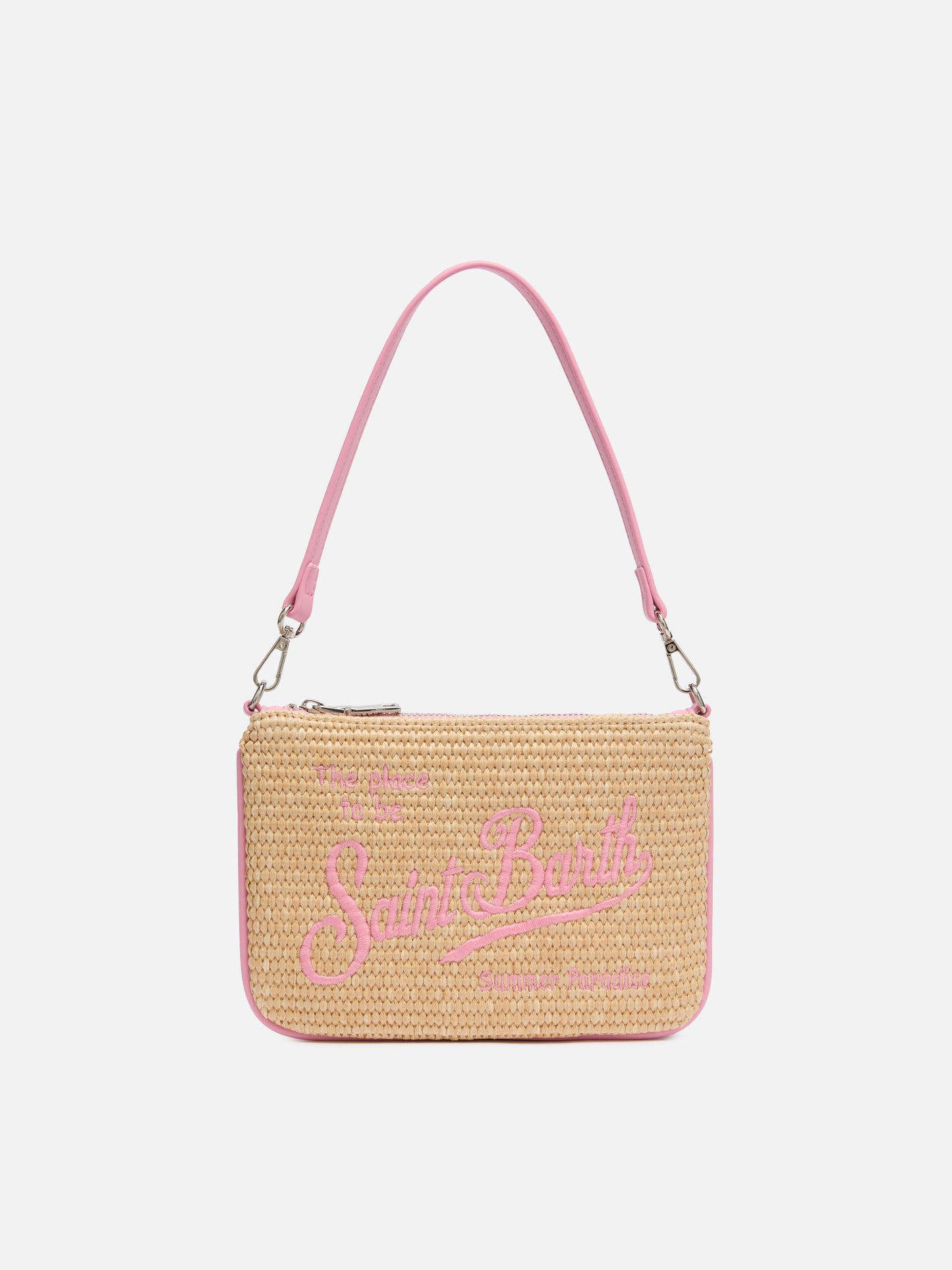 Beige Parisienne Straw mini pouch bag