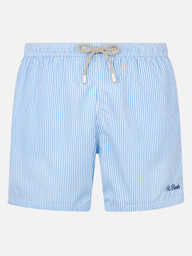 Seersucker light blue striped swim shorts Patmos