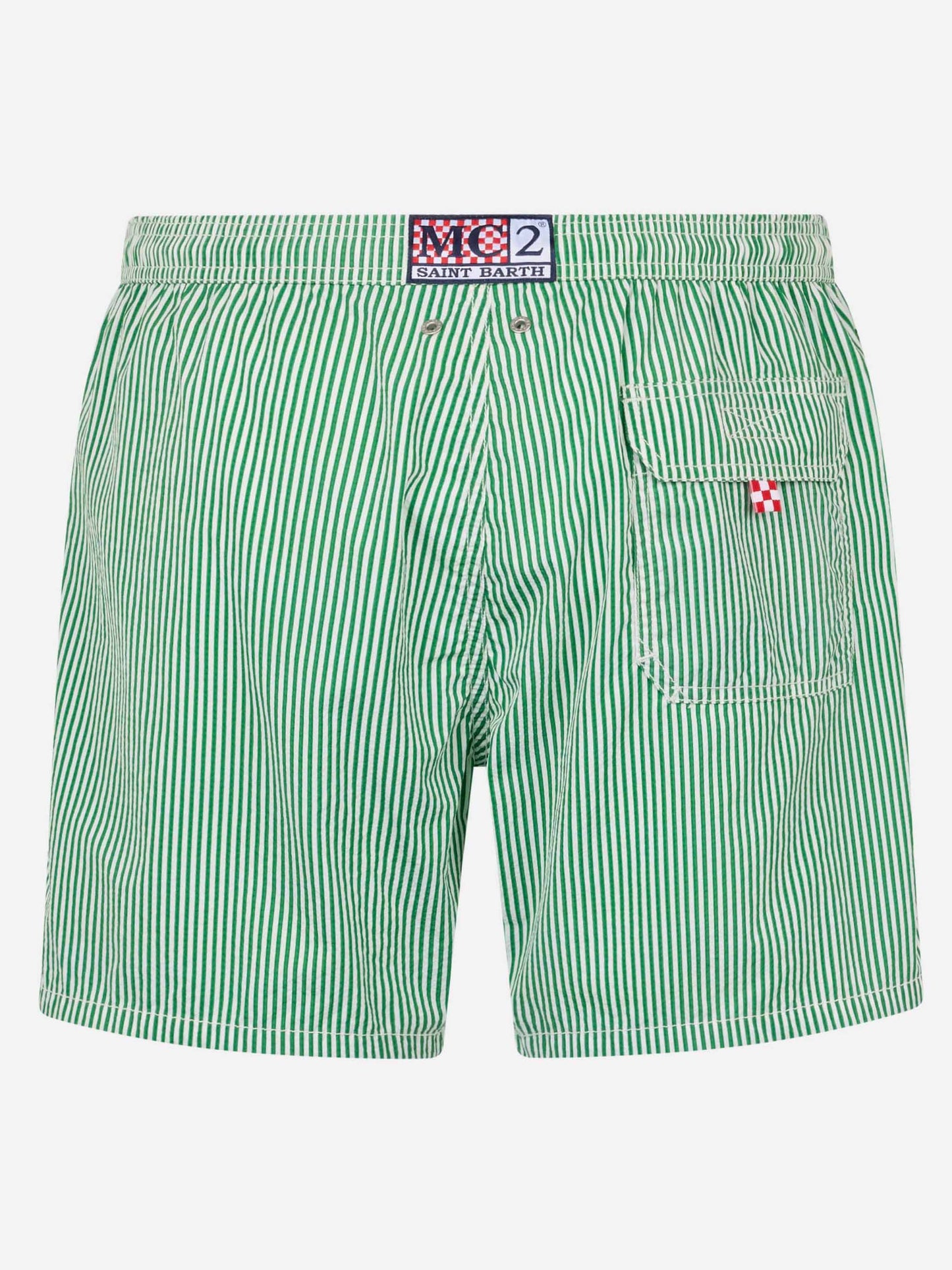Seersucker green striped classic light swim shorts Patmos