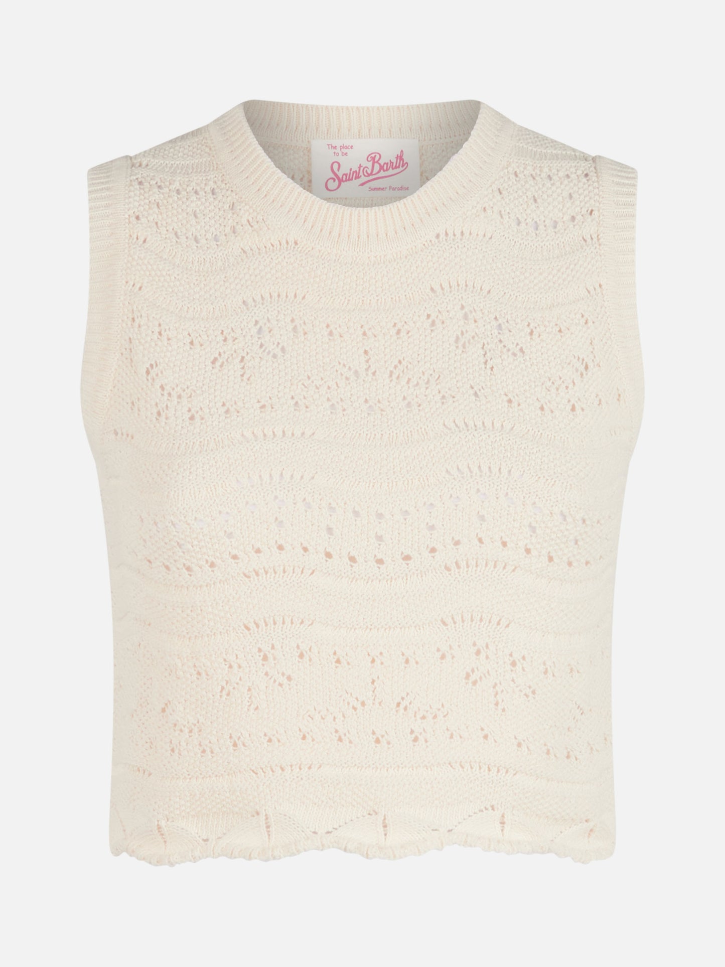 Woman sleeveless cotton knit top Peach - MC2 Saint Barth