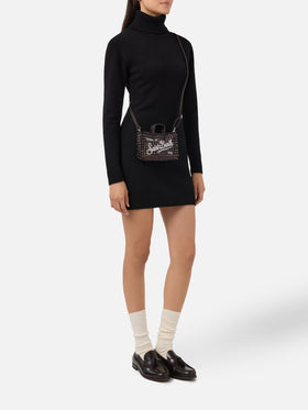 Mini borsa porta telefono Phone Bag Tweed lurex nero