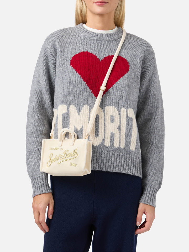 Mini borsa porta telefono Phone Bag Velvet in velluto bianco