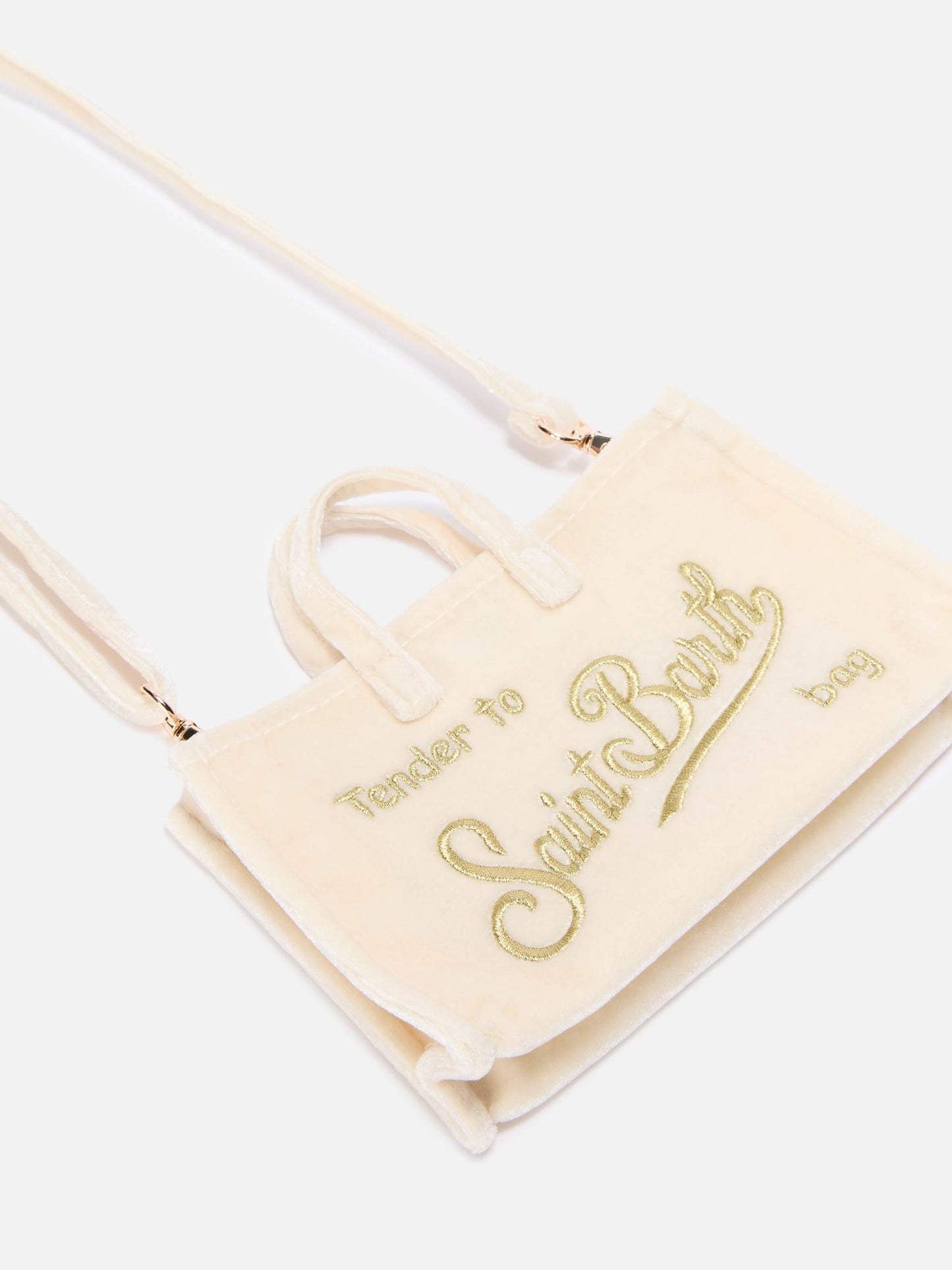 Mini borsa porta telefono Phone Bag Velvet in velluto bianco