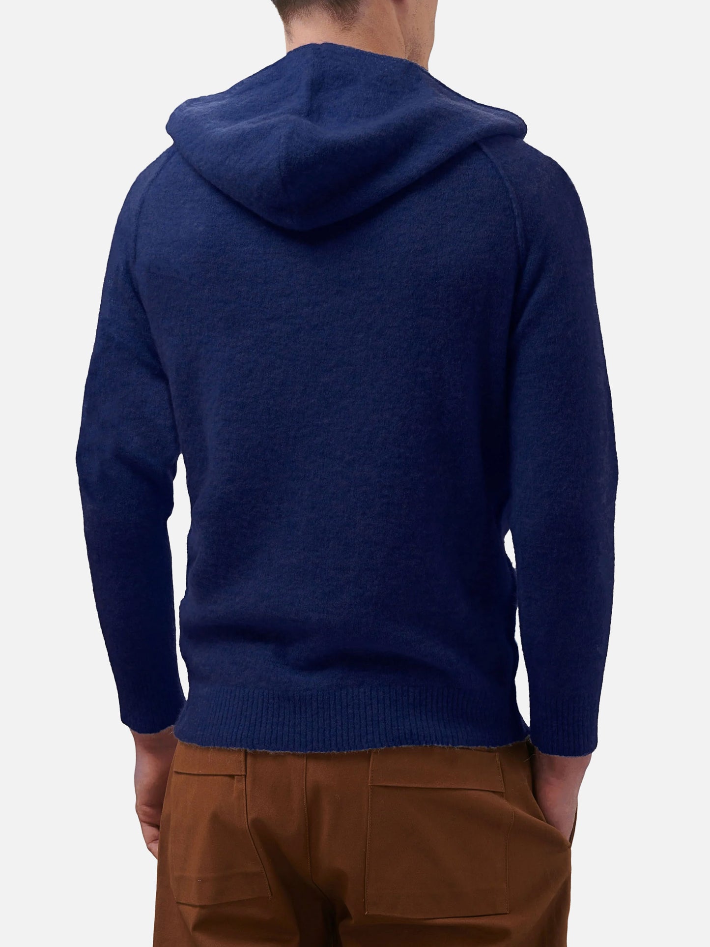 Marineblauer Kapuzenpullover aus Stretch Alpaka für Herren Piccadilly