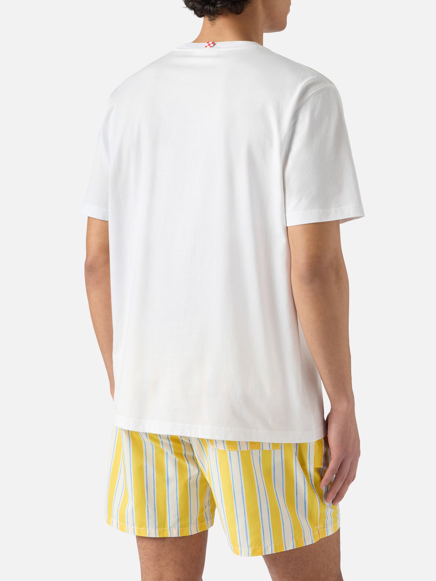 White Portofino T-shirt with I Am A Gintleman embroidery