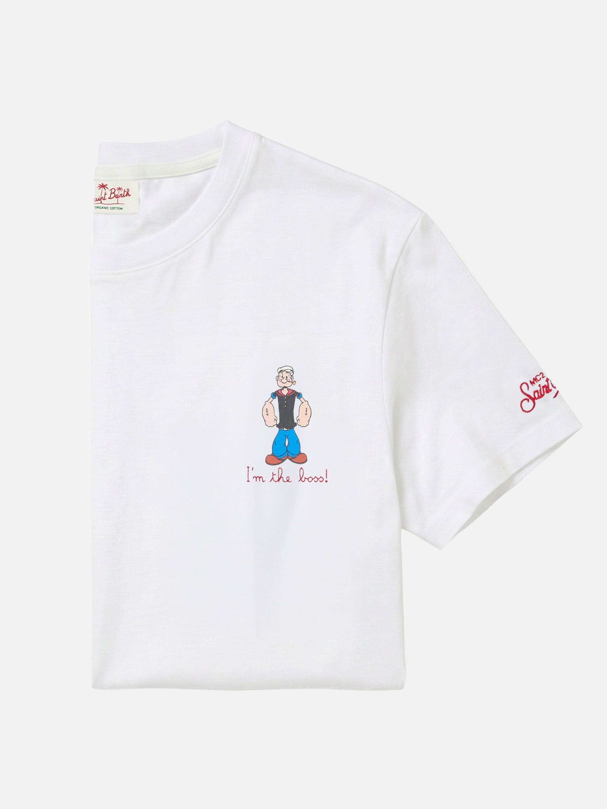 White Portofino T-shirt with I'm The Boss embroidery | Special