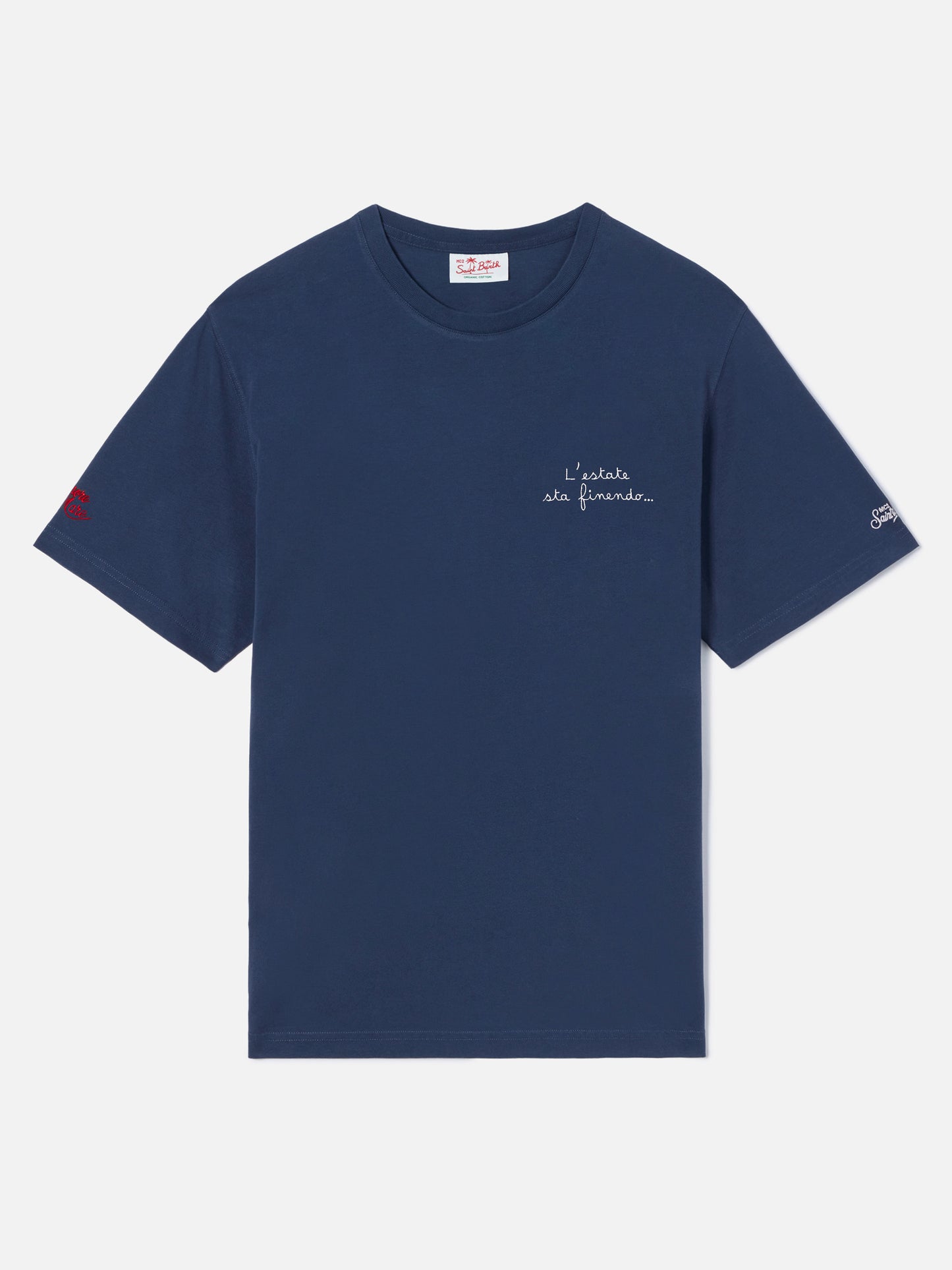 Blue Portofino T-shirt with L'estate Sta Finendo embroidery