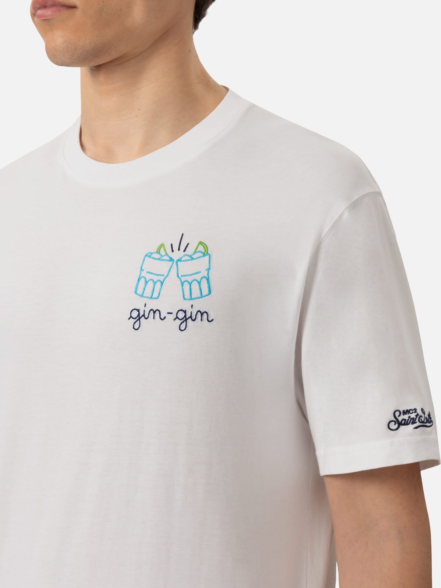 T-Shirt Portofino aus Baumwolljersey im klassischen Schnitt mit Gin Gin-Stickerei | INSULTI LUMINOSI SPECIAL EDITION