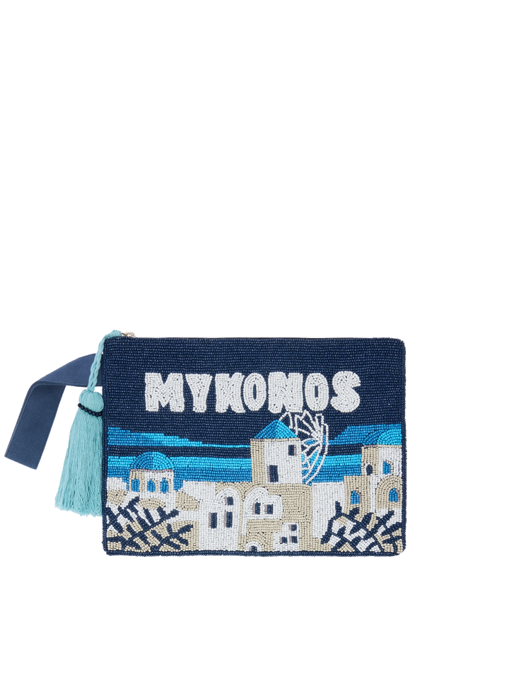 Pearl Pouch with Mykonos beaded postcard