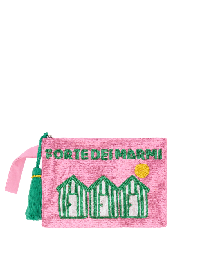 Perlenbeutel mit Perlenpostkarte von Forte dei Marmi
