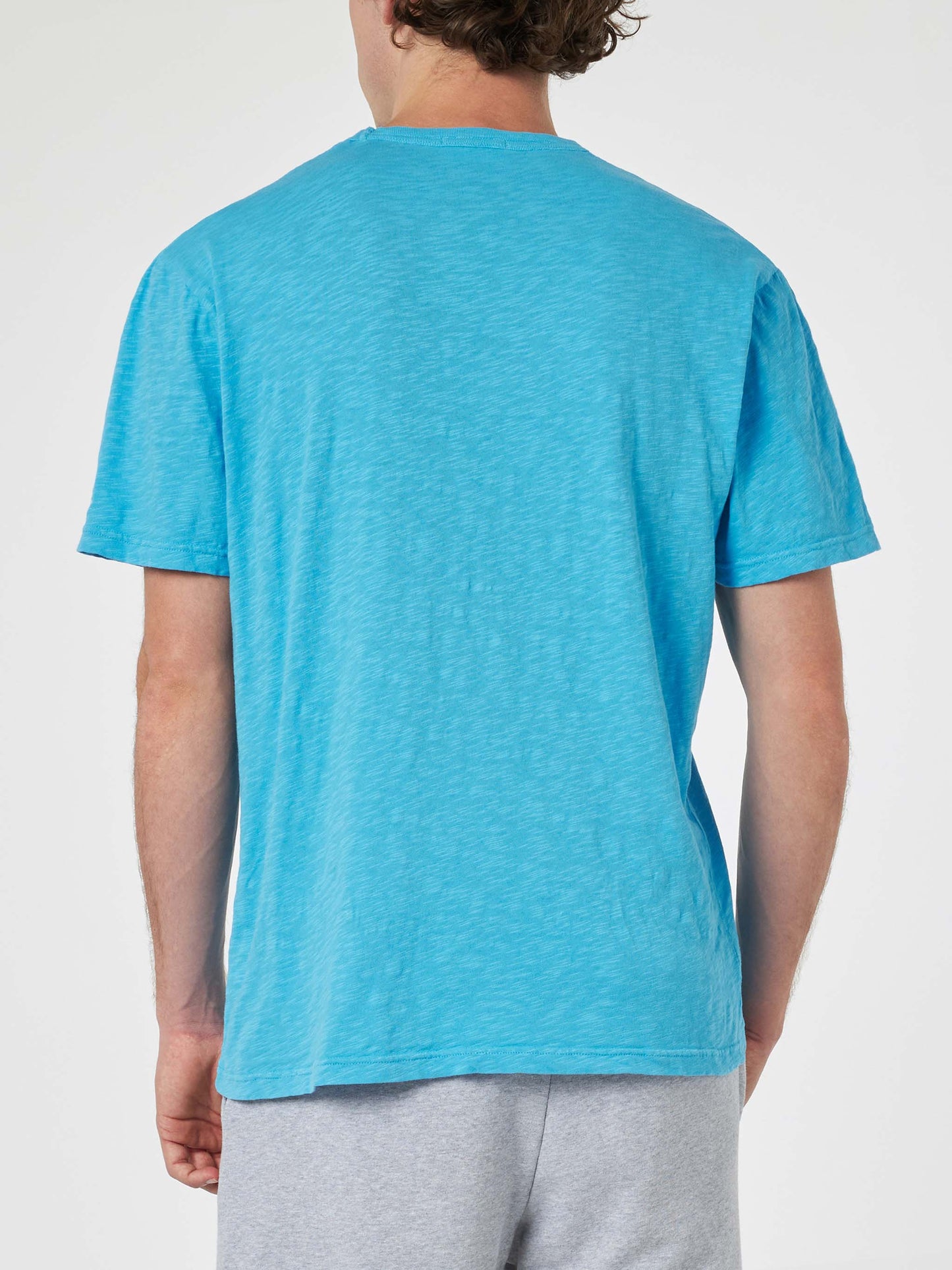 Man bluette flamed cotton t-shirt President with embroidery - MC2 Saint Barth