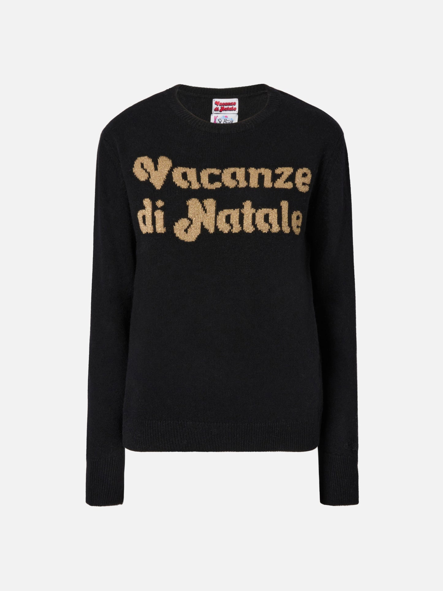 Maglione New Queen in misto cashmere nero con jacquard Vacanze di Natale | VACANZE DI NATALE SPECIAL EDITION
