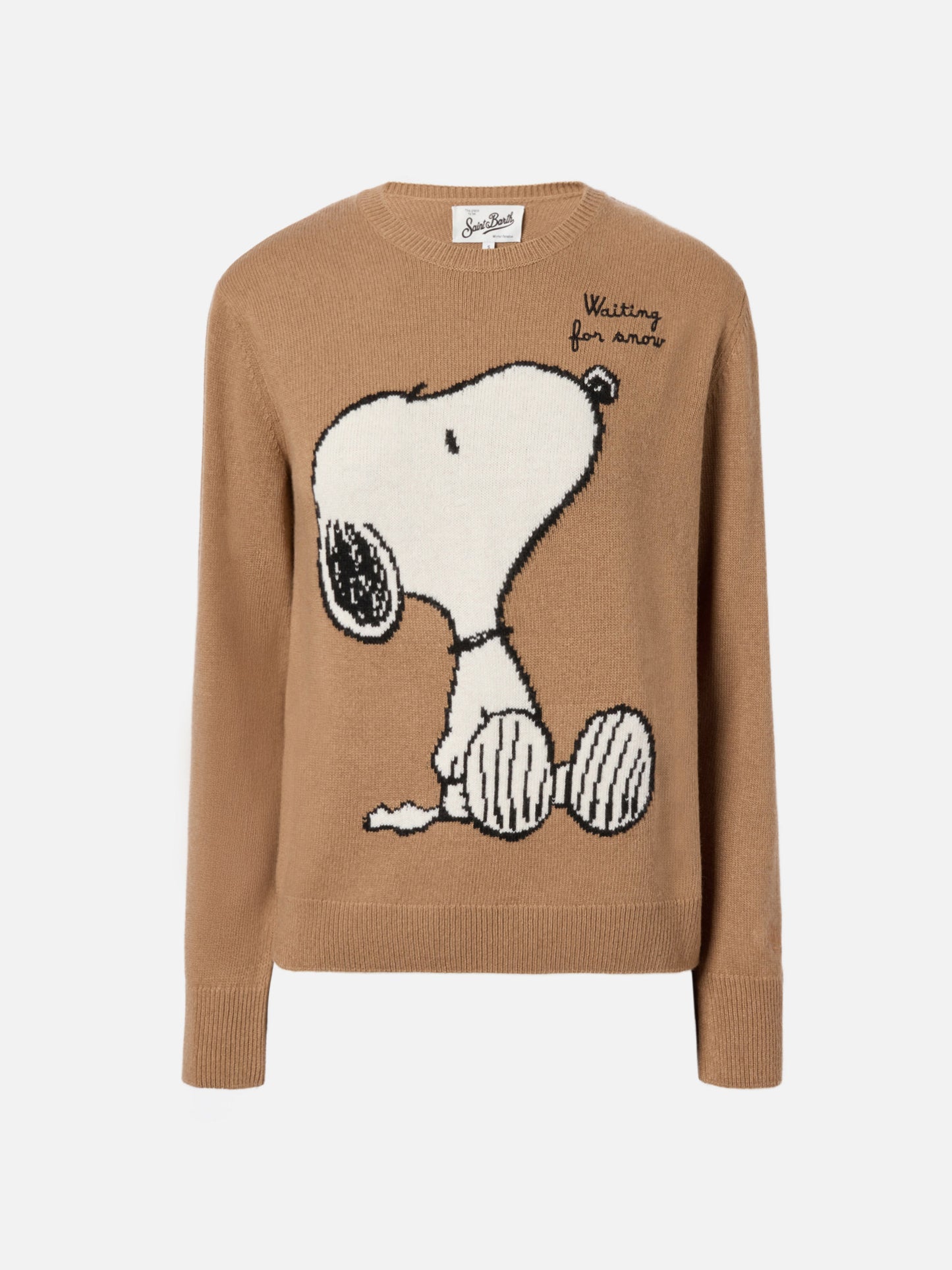 Maglione New Queen in misto cashmere cammello con jacquard Snoopy e ricamo | PEANUTS SPECIAL EDITION