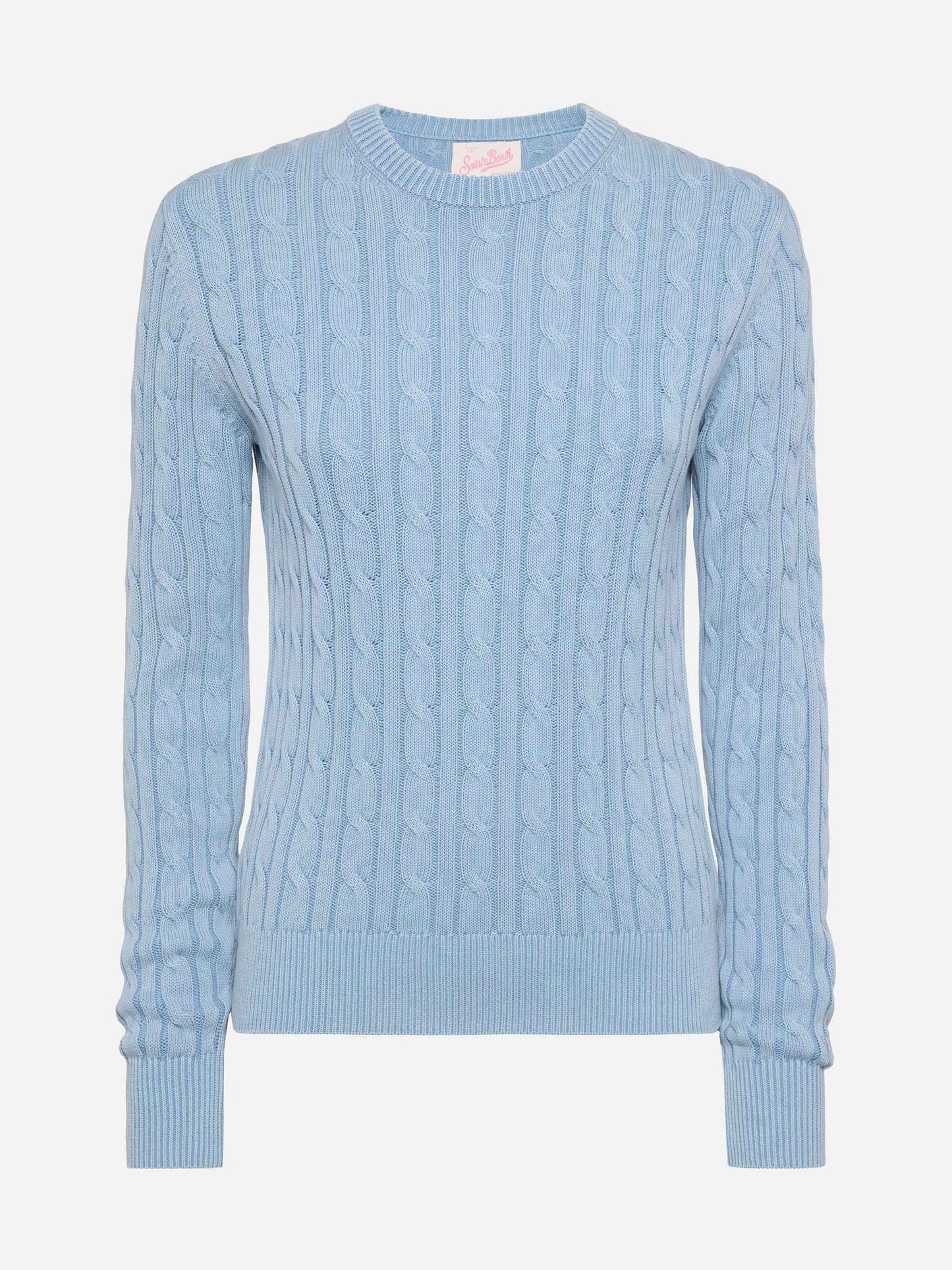 Light blue cotton cable knit sweater New Queen - MC2 Saint Barth